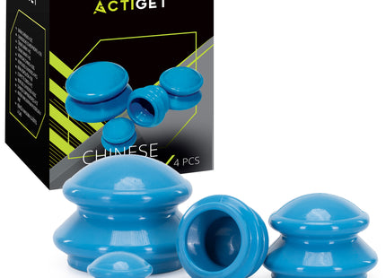 Actiget® Cellulitis Cups - Cellulitis Cupping - Cupping Set - Cupping Massage - Voor Gezicht, Armen en Benen - Vacuüm - Blauw- 4 Stuks