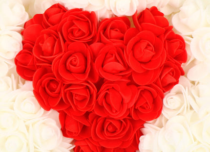 Rozen Beer | Rozenbeer | Rose Bear | Rozen Teddybeer | Liefde | Inclusief Giftbox | 36 x 26 x 26 cm | Wit/Rood
