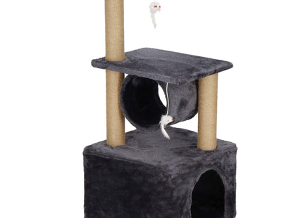 Krabpaal - 3 Etages - Voor Katten - Toren - Meubelbescherming - 31 x 31 x 62 cm - Grijs/ Beige