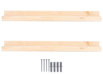 Wandplank - Boekenplank - Ophangbaar - Kruidenplank- Naturel - Grenenhout - 10 Kg - 80 cm - 2 Stuks