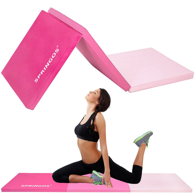 Fitnessmat | 3 Delig | 180 x 60 x 5.5 cm | Roze Tinten