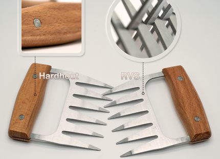 Muntel® Vleesklauwen - Meat shredder - Vleesshredders - Klauwen - BBQ Accessoires - 2 Stuks
