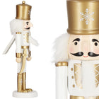 Notenkraker Kerst | Houten Soldaat | Kerstversiering | Goud/Wit | 30 cm