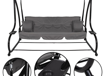 Schommelbank |  4-zits | 241 X 120 X 162 Cm | Linda-Schommel | 4-zits | Waterafstotend | Inclusief 2 Kussens | Verstelbare Luifel |Grijs