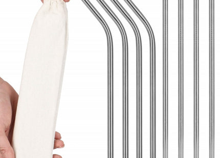 Metalen Rietjes | Herbruikbaar | RVS | Inclusief Etui & Reinigingsborstels | 8 Stuks | Zilver