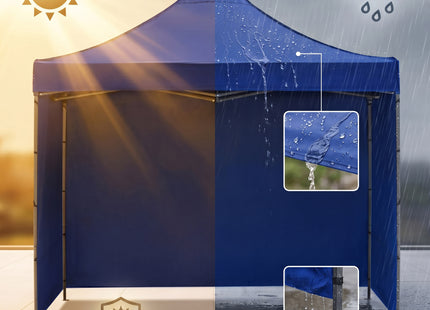 Partytent - 300x300xcm - Hoogte Verstelbaar - PVC - Polyester - Harmonica- Frame - Marineblauw