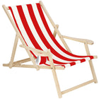 Ligbed | Strandstoel | Ligstoel | Verstelbaar | Armleuningen | Beukenhout | Handgemaakt | Rood/Wit