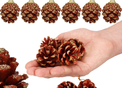 Kerstversiering | Dennenappel | Kerstdecoratie voor binnen | Kersthanger | 6 stuks