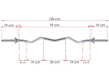 Halterstang | Barbell | Chroomstaal | 120 cm | 25 mm