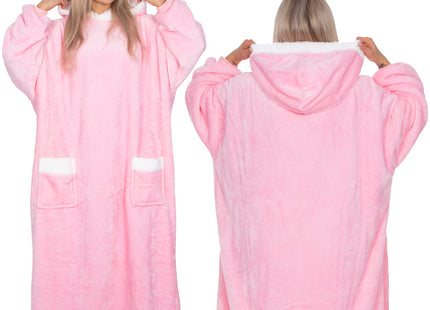 Oversized Fleece Deken/Trui - Oversized Deken - Oversized Trui - Hoodie - Capuchon - Roze