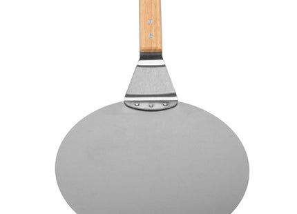Pizzaschep | Houten handvat | 30 cm | Naturel/Zilver