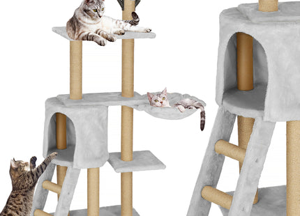 Krabpaal - 8 Etages - Voor Katten - Toren - Meubelbescherming - 49 x 35 x 136 cm - Grijs