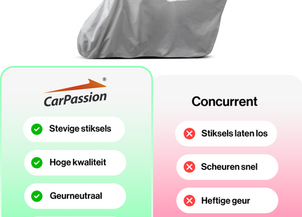 CarPassion Motorhoes - Beschermhoes - Waterdicht & Vorstbestendig - Maat XL - Grijs - 280 x 104 x 141 cm