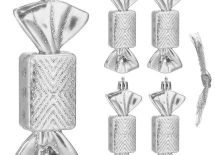 Kersthanger | Kerstsnoepje | Zilver | 5 Stuks