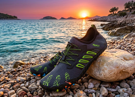 Waterschoenen - AQUA Shoes - Sneldrogend - Rubber - Unisex - Zwart/Groen - Maat 43
