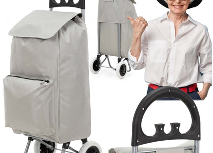 Boodschappentrolley - Boodschappenkrat - Met Twee Wielen - Grijs - Zwart - 46 L - 30 KG - 95 x 35 CM
