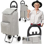 Boodschappentrolley - Boodschappenkrat - Met Twee Wielen - Grijs - Zwart - 46 L - 30 KG - 95 x 35 CM