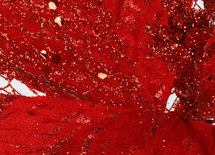 Kunstbloem - Ster van Bethlehem - Kunststof - Rood - Glitters - 25 cm