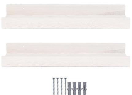 Wandplank - Boekenplank - Ophangbaar - Kruidenplank- Wit- Grenenhout - 10 Kg - 30 cm - 2 Stuks