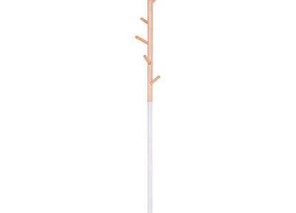 Kapstok Staand | Kapstok | 6 Haken | 172 cm | Metaal | Wit/Houtkleurig