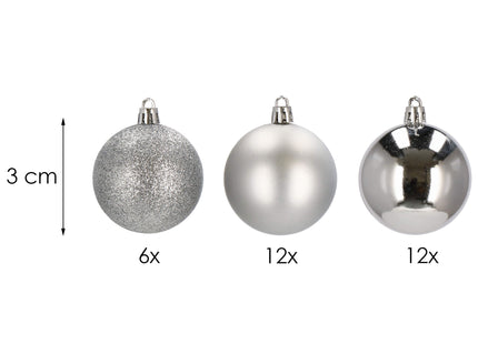 Kerstballen | 30 Stuks | 3 cm | Zilver