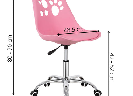 Kinder Bureaustoel - Draaibaar - Metalen Onderstel - Kunststof - Roze - 120 kg