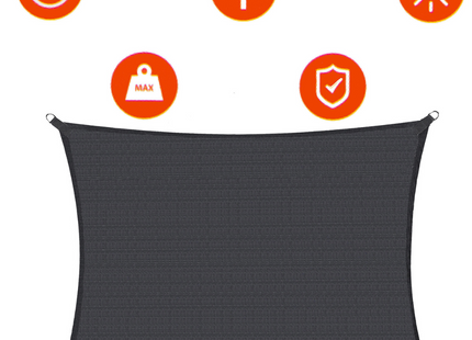 Schaduwdoek | Zonnezeil | Vierkant | 4 x 3 m | 90% Schaduw | Donker Grijs