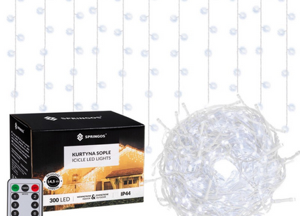 IJspegel Verlichting | 12 m + 2.5 m Snoer | Inclusief Afstandsbediening | 300 LED | Koel Wit | Koppelbaar