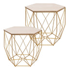 Salontafel | Salontafel Set | Rond | 3-Delig | Goud/Hout