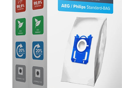 SQOON® Stofzuigerzakken geschikt voor AEG / Electrolux / Philips Standard-BAG | 8 stuks