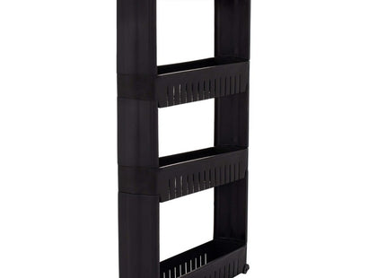 Keukentrolley | Keukentrolley Op Wieltjes | Badkamer Trolley | Opbergrek | 4 Niveaus | 101.5 x 54 x 12.5 cm | Zwart