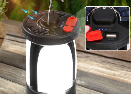Campinglamp - Zonne - Energie - Led - Powerbank - 150 W - Wit/Zwart