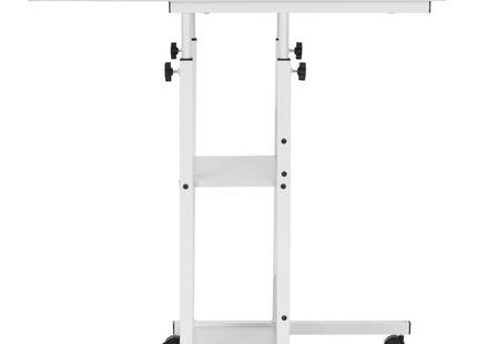 Bureau – Werkbureau – Computer Bureau – Bureautafel – Op Wielen – Verstelbaar - 73-85 X 40 X 80 CM – 20 Kg - Wit - Metaal - Hout