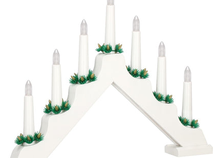 LED Kaarsenbrug | Batterijen | Hout/Wit | Warm Wit