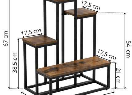 Plantenrek | Plantenrek Binnen | Plantenrek Buiten |  51 X 34 X 67 CM | Hout | 4 Etages | 40 KG