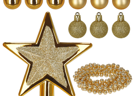 Kerstballen Set  | 11 Stuks | Kralen | Piek | Goud