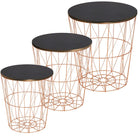 Salontafel | Salontafel Set | Rond | 3-Delig | Koper/Zwart