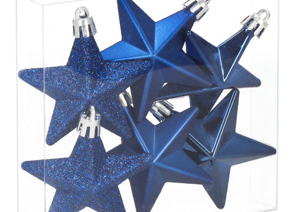 Kerstballen | Sterren | 6 Stuks | Blauw