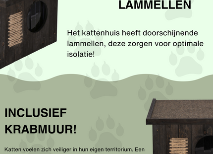 Kattenhuis - Geïsoleerd - Voor Buiten - Weersbestendig - 58 X 49,5 X 36 CM - Zwart