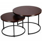 Salontafel | Salontafel Set | Rond | 2-Delig | Zwart/Donkerbruin
