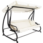 Schommelbank | 3-zits | Waterafstotend | Inclusief 2 Kussens | Verstelbare Luifel | Met klamboe | 243 x 120 x 160 cm | Crème