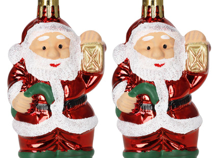 Kersthanger | Kerstman | Kerstboomhanger | Wit | Glitters | Kunststof | 8 cm | 2  Stuks