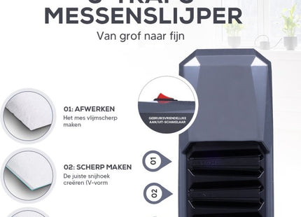 Elektrische Messenslijper | Doortrekslijper | Multifunctioneel | Diamanten Slijpstenen | Zwart Grijs