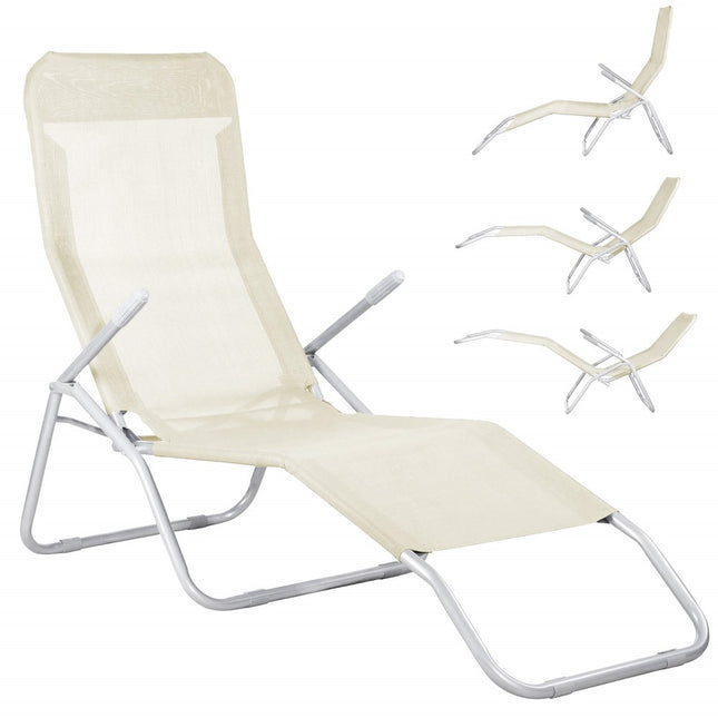 Ligstoel | Ligbed | Verstelbaar | Ergonomische Vorm | Beige
