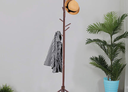 Staande Kapstok | Hout | 8 Haken | Donker Hout  | 175 cm