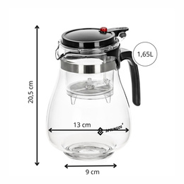 Springos Theepot | Glazen Theepot met Filter | Dubbel Zetsysteem | 1,65 L