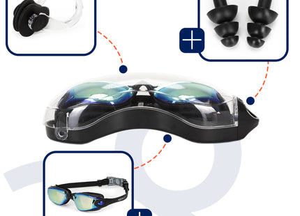 Duikbril - Zwembril - Inclusief Oordoppen En Neusklem - Verstelbaar - Unisex - Zwart
