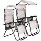 Tuinstoelen | Ligstoel | Opvouwbaar | Verstelbaar | Inclusief Hoofdsteun En Luifel | 2 Stuks | Grijstinten
