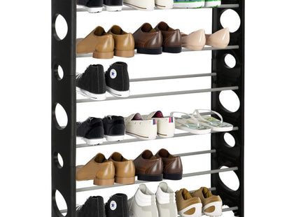 Springos Schoenenrek | 18 - 24 Paar Schoenen | 6 Laags | Kunststof/Metaal | Zwart