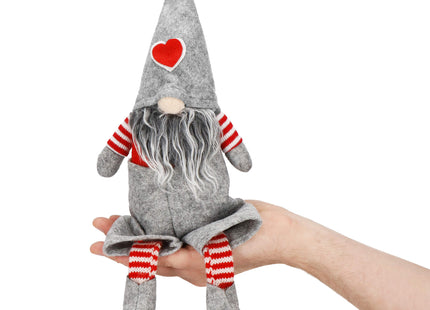 Kerstkabouter - Kerstdwerg - Kerstversiering - Grijs - 37 cm